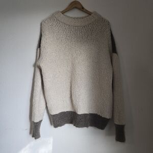 Zara Knit Sweater in Cream and Brown